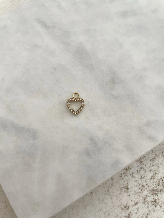 CHARM CORAZON ABIERTO CIRCONITAS-Joyería de calidad en acero y resistente al agua ESENZIA