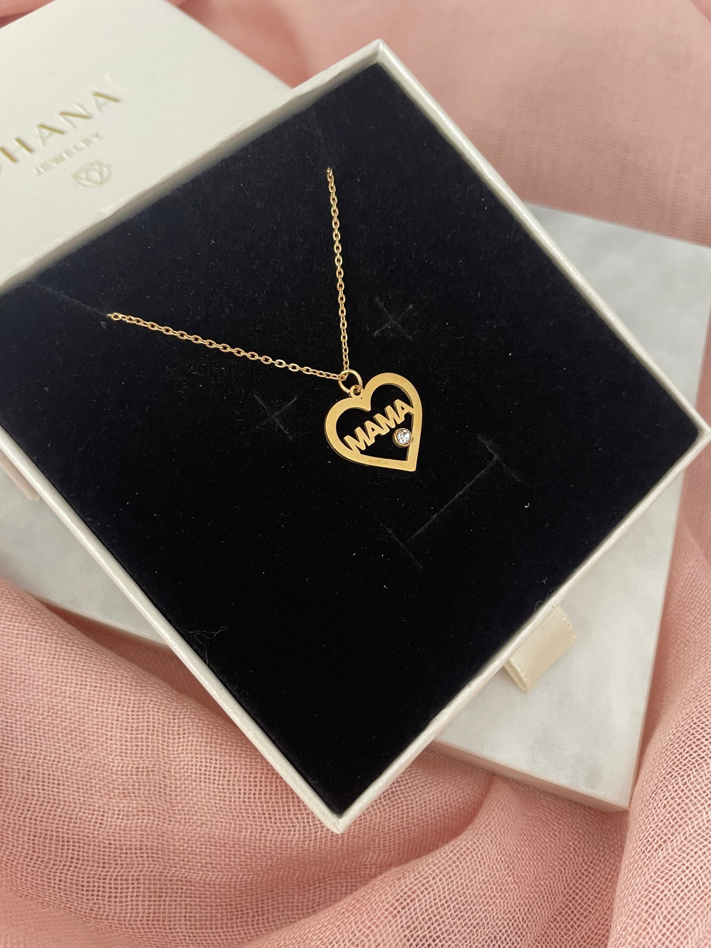 COLLAR CORAZON DE MAMÁ-Joyería de calidad en acero y resistente al agua ESENZIA