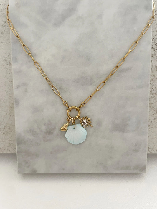 COLLAR ESLABONES PERSONALIZABLE ( incluye 3 charms)-Joyería de calidad en acero y resistente al agua ESENZIA