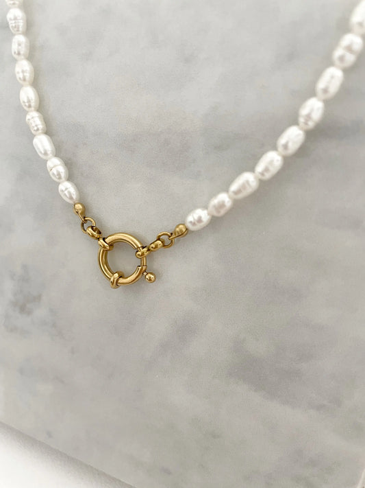 COLLAR PERLAS-Joyería de calidad en acero y resistente al agua ESENZIA