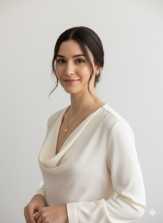 Collar de hada en acero inoxidable 316L con baño de oro 18k. Símbolo de magia, libertad y feminidad. Hipoalergénico, resistente al agua. Longitud ajustable 40+5cm