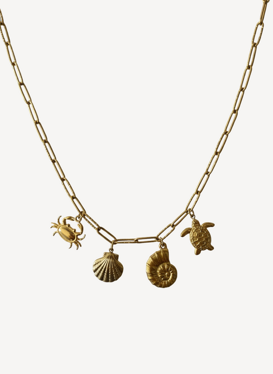 El mar siempre contigo.
El Collar Sabor a Mar captura la esencia de las olas, la brisa salada y esos momentos perfectos frente al océano. Una joya que te conecta con la libertad y la calma del mar, perfecta para las almas marinas que llevan el océano en su corazón. Llévalo y siente el sabor a mar cada día.
- Material: Acero inoxidable 316L - Hipoalergénico. Sin níquel, sin plomo.
- Acabado: Baño oro 18k.
- Longitud: 40 + 5 cm
