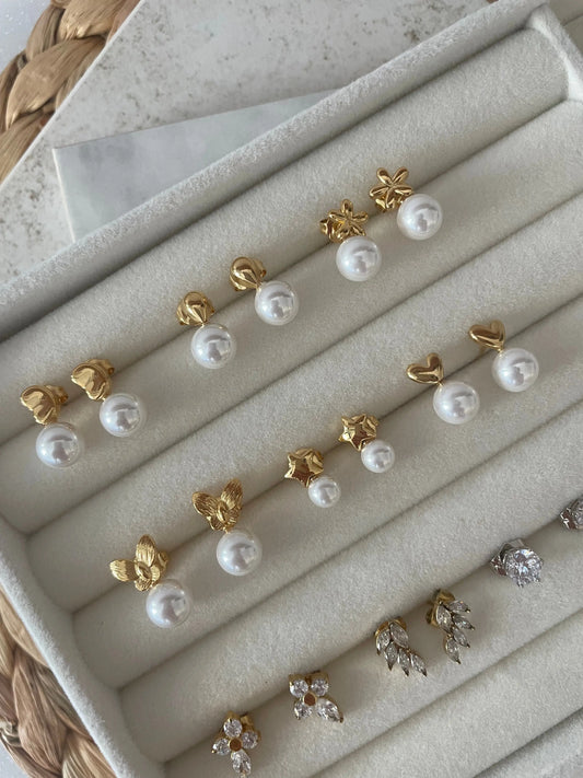 PENDIENTES PERLA DETALLE-Joyería de calidad en acero y resistente al agua ESENZIA