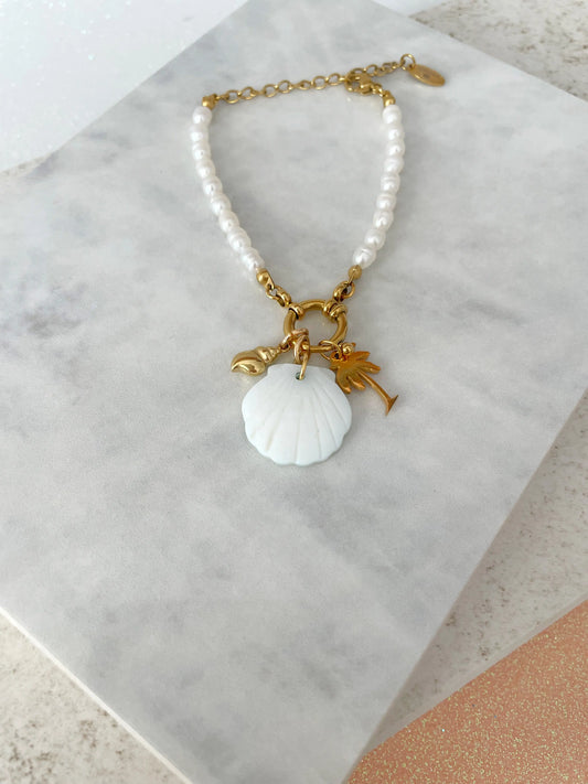 PULSERA PERLAS PARAISO PERSONALIZABLE (incluye 3 charms)-Joyería de calidad en acero y resistente al agua ESENZIA