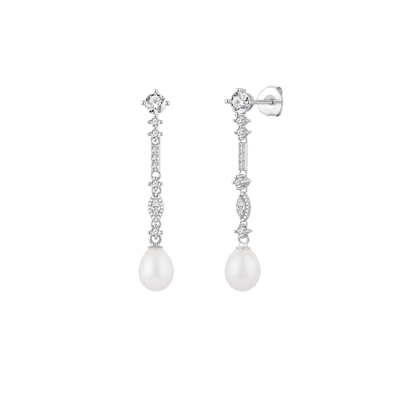 PENDIENTES PERLA DE LUZ DE PERLA NATURAL Y PLATA DE PRIMERA LEY PARA NOVIAS Y BODAS DE ESENZIA JOYERIA