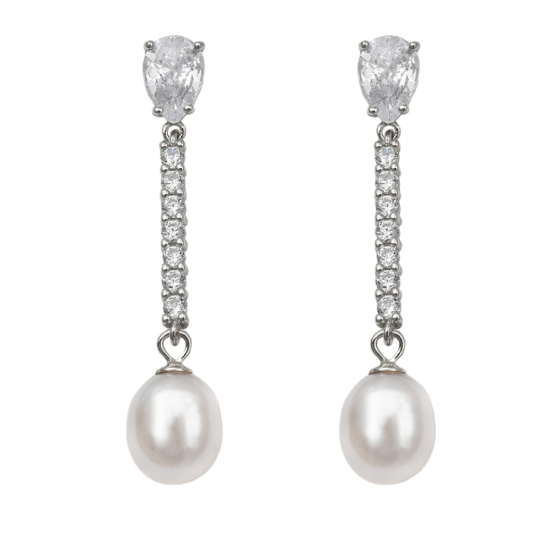 PENDIENTES DE PERLA CULTIVADA AMOR PARA NOVIAS Y EVENTOS Y PLATA DE ESENZIA JOYERIA