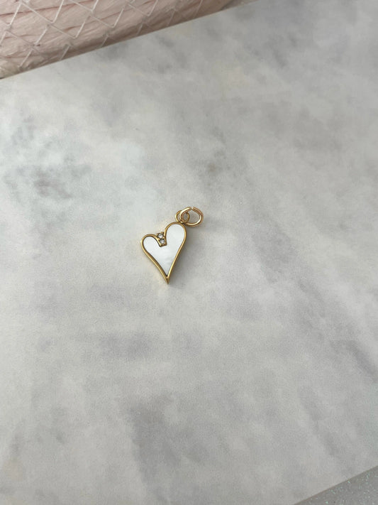 CHARM CORAZÓN BLANCO-Joyería de calidad en acero y resistente al agua ESENZIA