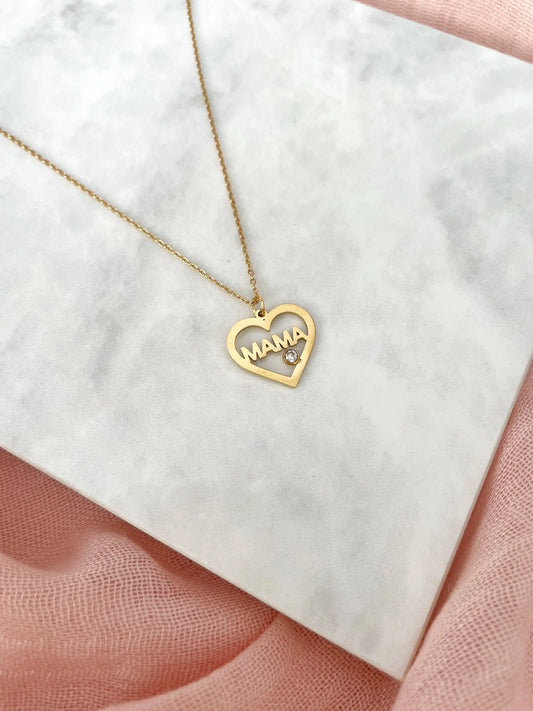COLLAR CORAZON DE MAMÁ-Joyería de calidad en acero y resistente al agua ESENZIA