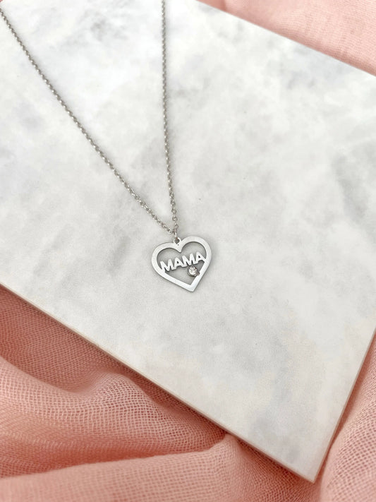 COLLAR CORAZON DE MAMÁ-Joyería de calidad en acero y resistente al agua ESENZIA