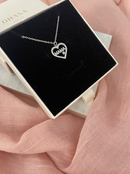 COLLAR CORAZON DE MAMÁ-Joyería de calidad en acero y resistente al agua ESENZIA
