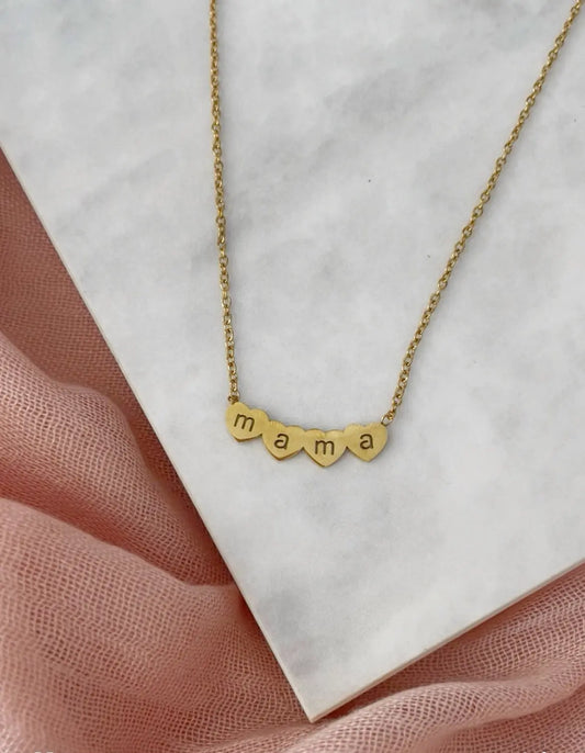 COLLAR CORAZONES DE MAMÁ-Joyería de calidad en acero y resistente al agua ESENZIA