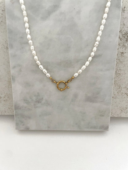 COLLAR PERLAS-Joyería de calidad en acero y resistente al agua ESENZIA