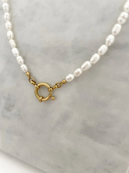 COLLAR PERLAS-Joyería de calidad en acero y resistente al agua ESENZIA