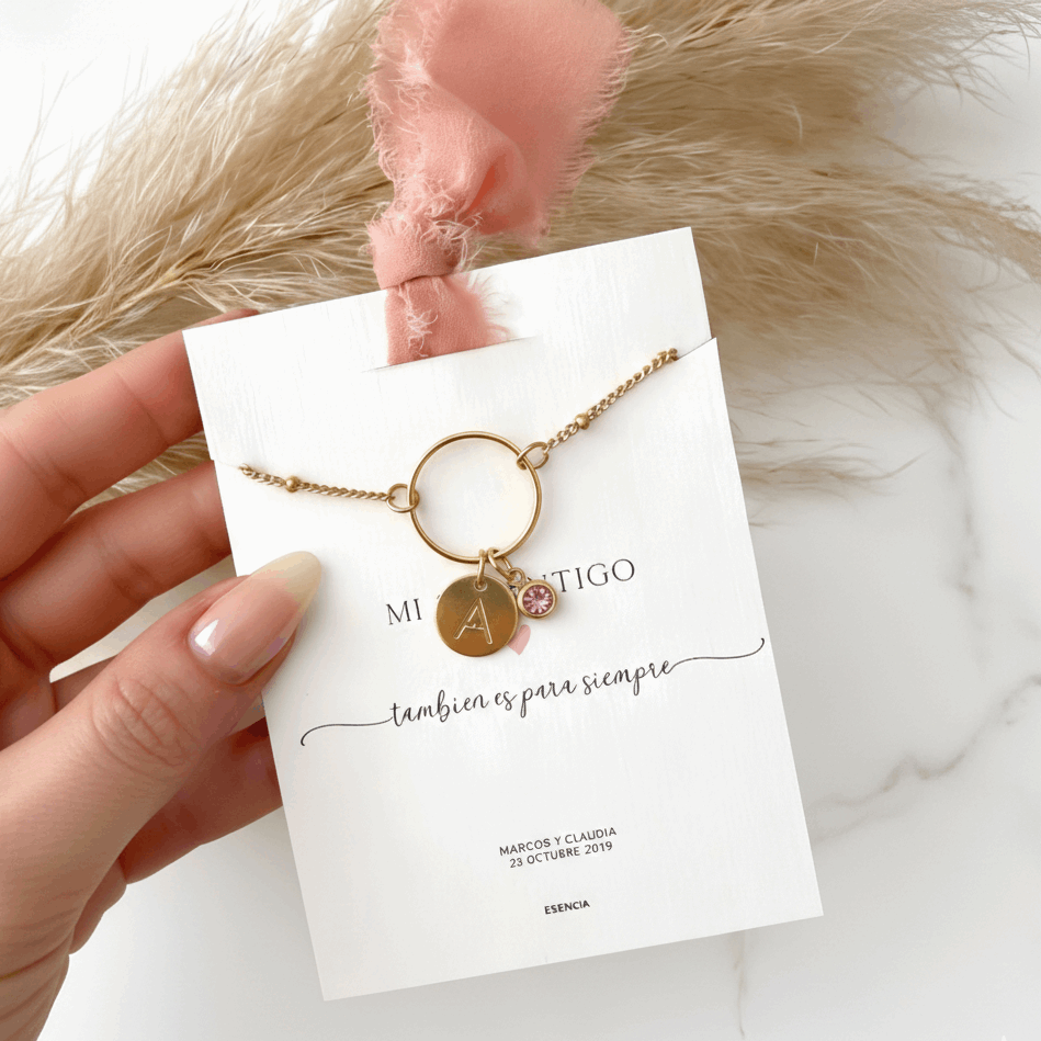 COLLAR ARO DE AMOR CON INICIAL REDONDA Y CIRCONITAS EVENTOS-ESENZIA Joyería y Eventos-ESENZIA Joyería y Eventos