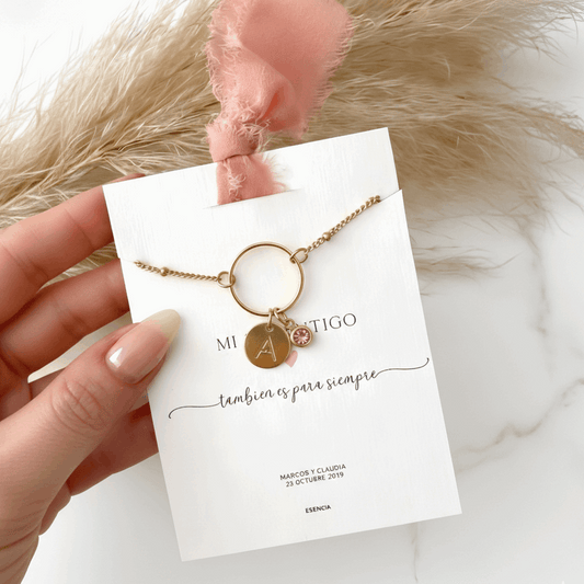 COLLAR ARO DE AMOR CON INICIAL REDONDA Y CIRCONITAS EVENTOS-ESENZIA Joyería y Eventos-ESENZIA Joyería y Eventos