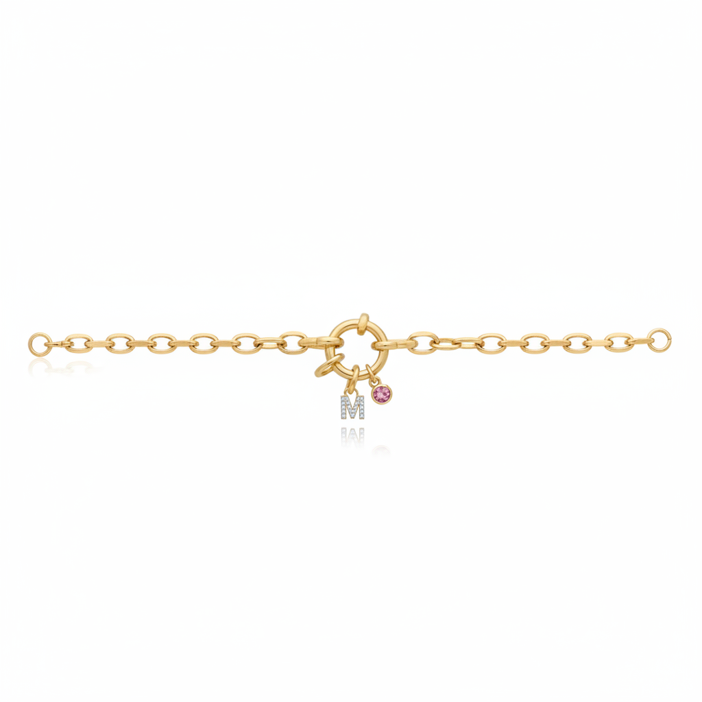 PULSERA ETERNA INICIAL CIRCONITAS CON CIRCONITAS EVENTOS