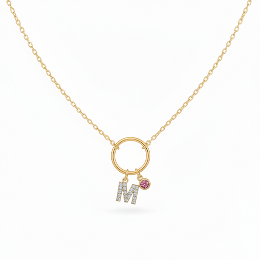 COLLAR ARO DE AMOR CON INICIAL DE CIRCONITAS Y CIRCONITA EVENTOS