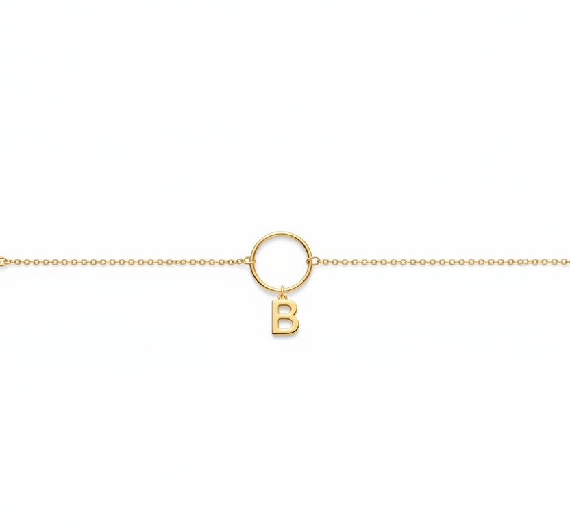 PULSERA ARO DE AMOR  CON INICIAL SIMPLE EVENTOS