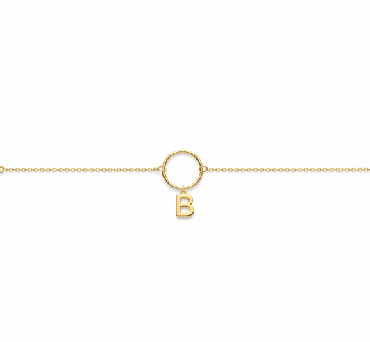 PULSERA ARO DE AMOR  CON INICIAL SIMPLE EVENTOS