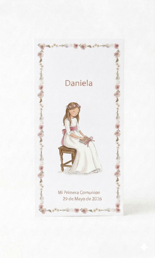 RECORDATORIO NIÑA COMUNIÓN SENTADA