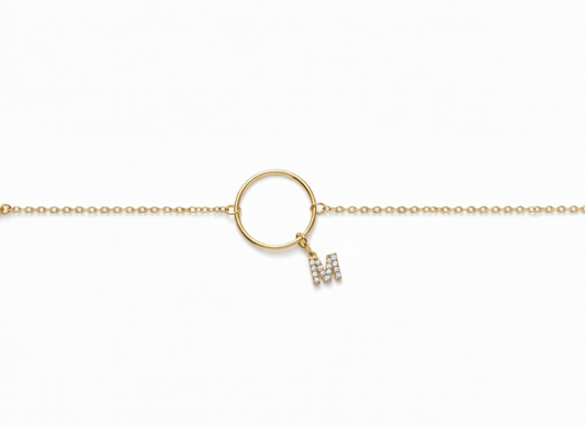 PULSERA ARO DE AMOR CON INICIAL DE CIRCONITAS EVENTOS