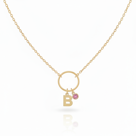 COLLAR ARO DE AMOR  CON INICIAL SIMPLE Y CIRCONITAS EVENTOS