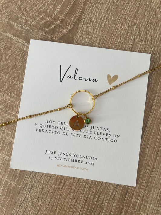 PULSERA ARO DE AMOR CON INICIAL Y CIRCONITA - Dto. por cantidad -
