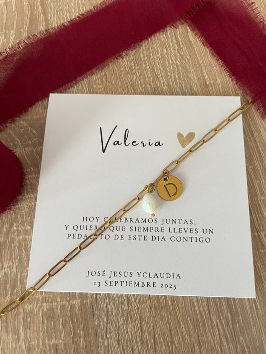 PULSERA INICIAL CON PERLA NATURAL  - Dto. por cantidad -