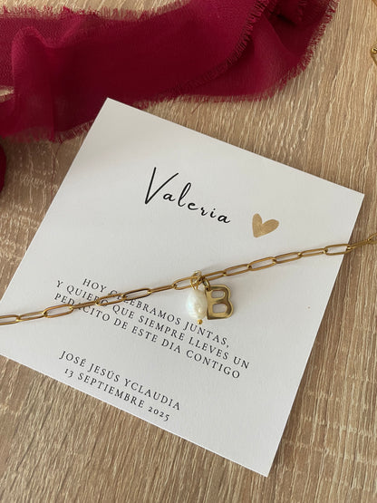 PULSERA INICIAL CON PERLA NATURAL  - Dto. por cantidad -