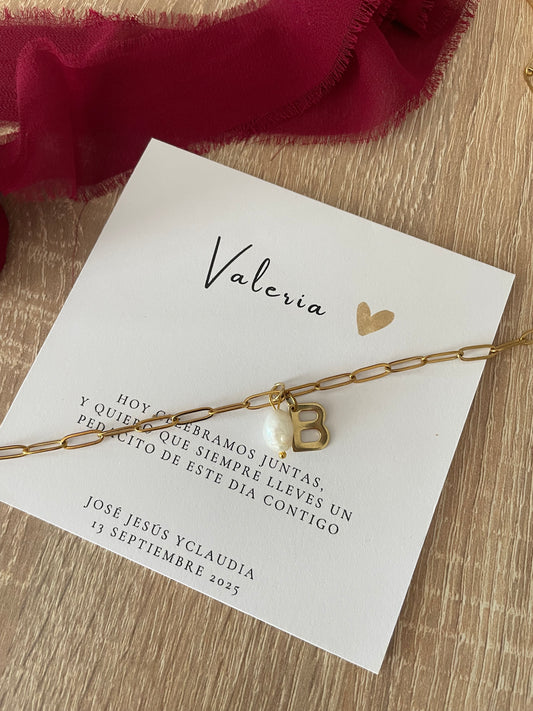 PULSERA INICIAL CON PERLA NATURAL  - Dto. por cantidad -
