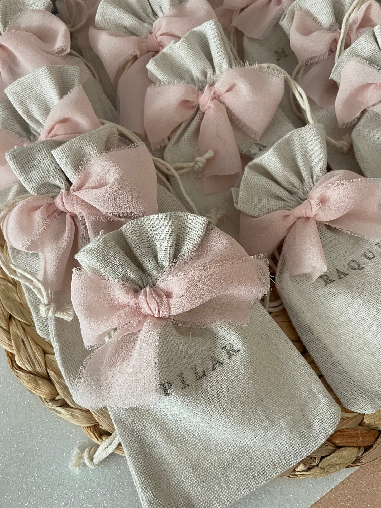 BOLSITA ECO CON LAZO DE GASA PERSONALIZADA