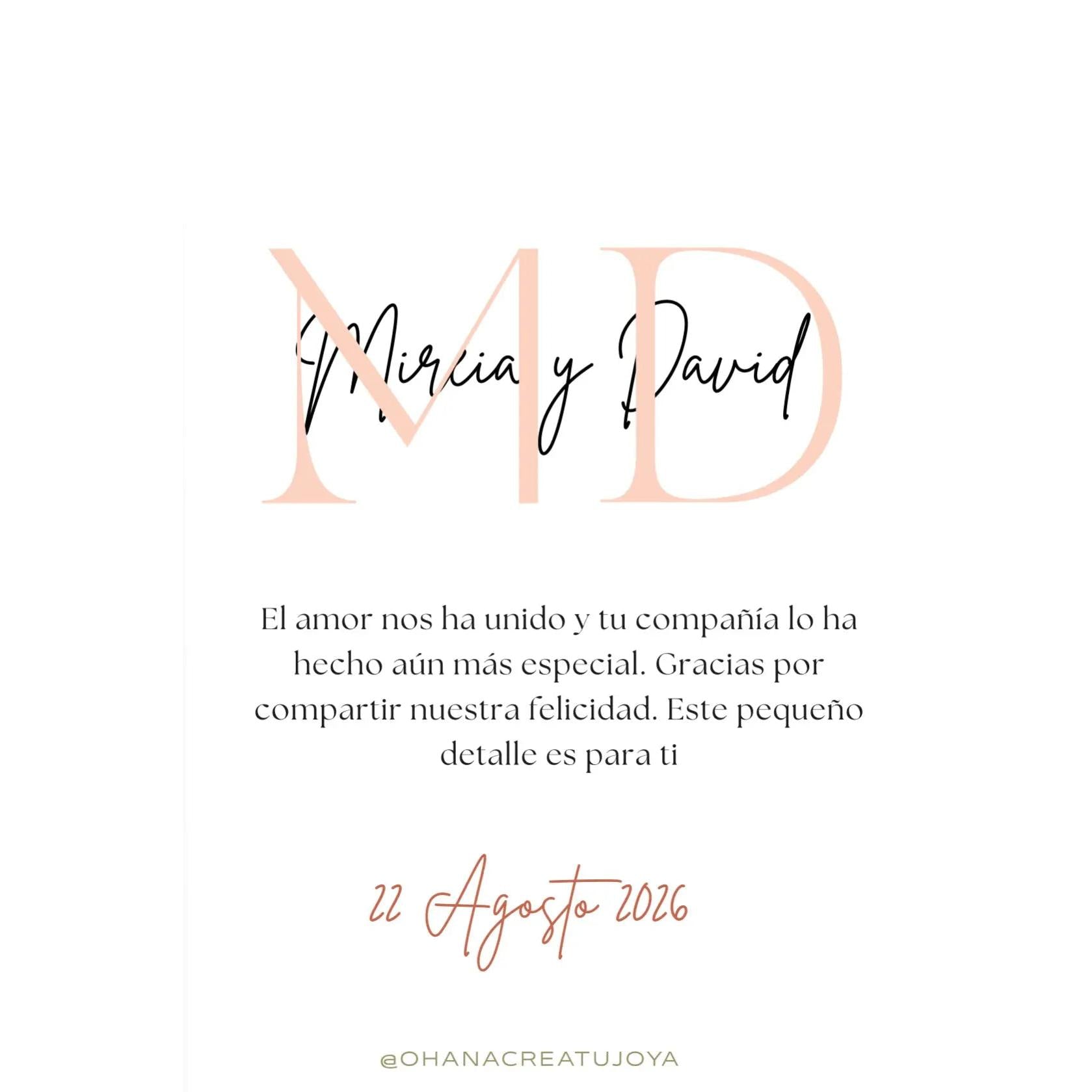 TARJETA INICIALES SOBREPUESTAS-Joyería de calidad en acero y resistente al agua ESENZIA