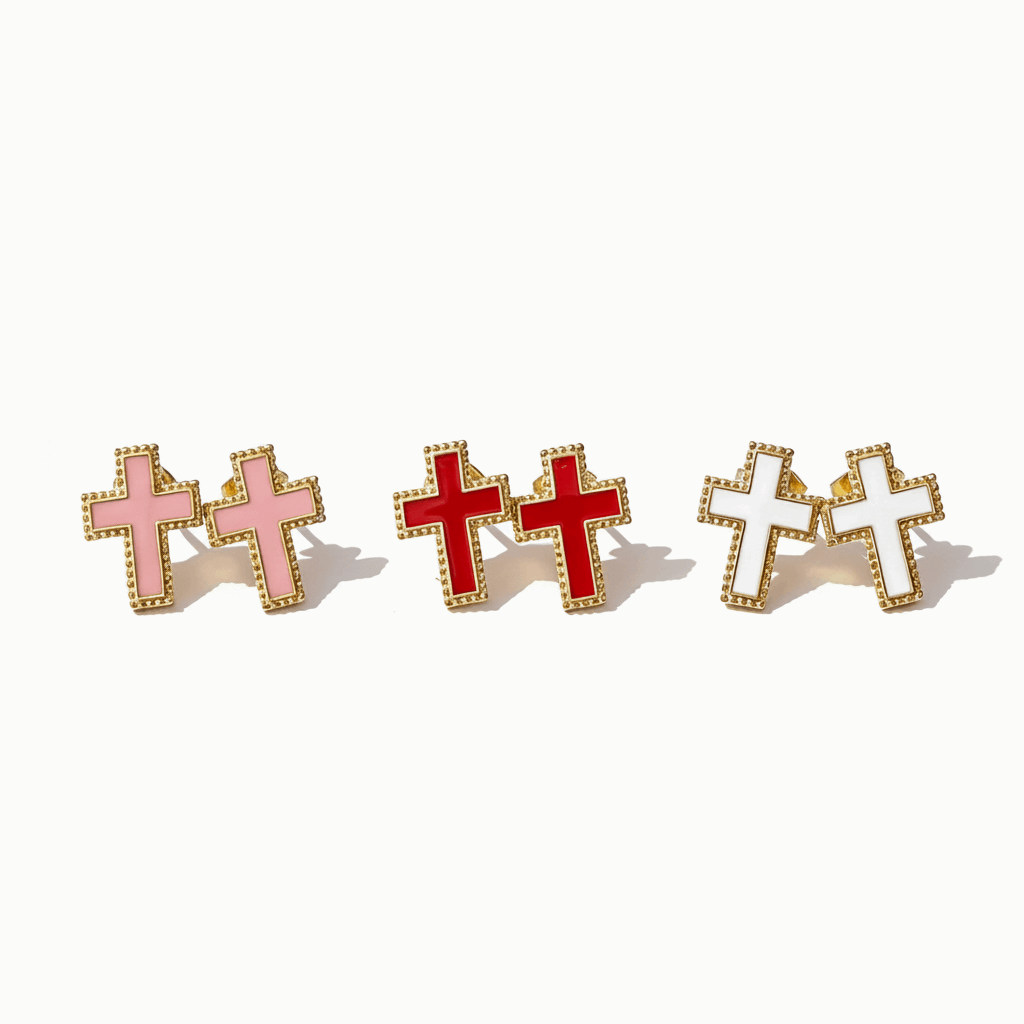 PENDIENTES CRUZ COLOR