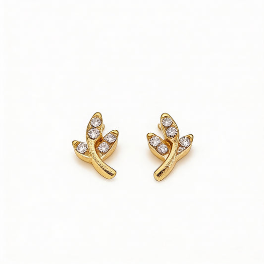 PENDIENTES STUDS HOJA CIRCONITAS