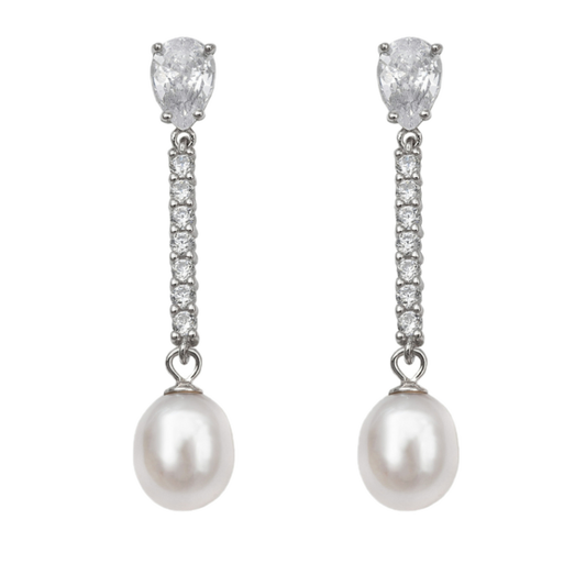 PENDIENTES DE PERLA CULTIVADA AMOR PARA NOVIAS Y EVENTOS Y PLATA DE ESENZIA JOYERIA