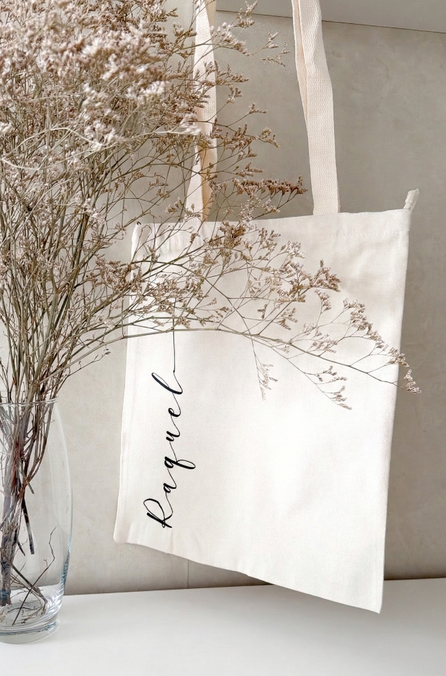 Tote personalizado de algodón con nombre para el día a día o para eventos