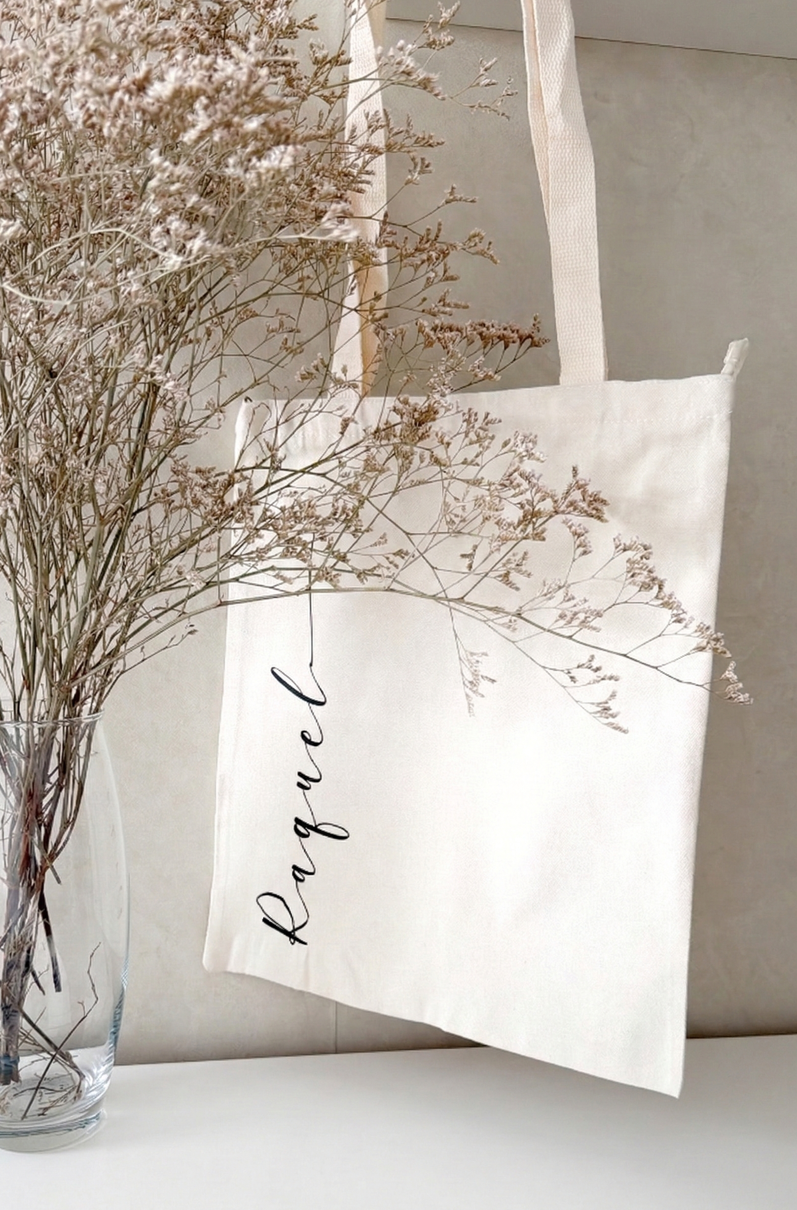 Tote personalizado de algodón con nombre para el día a día o para eventos