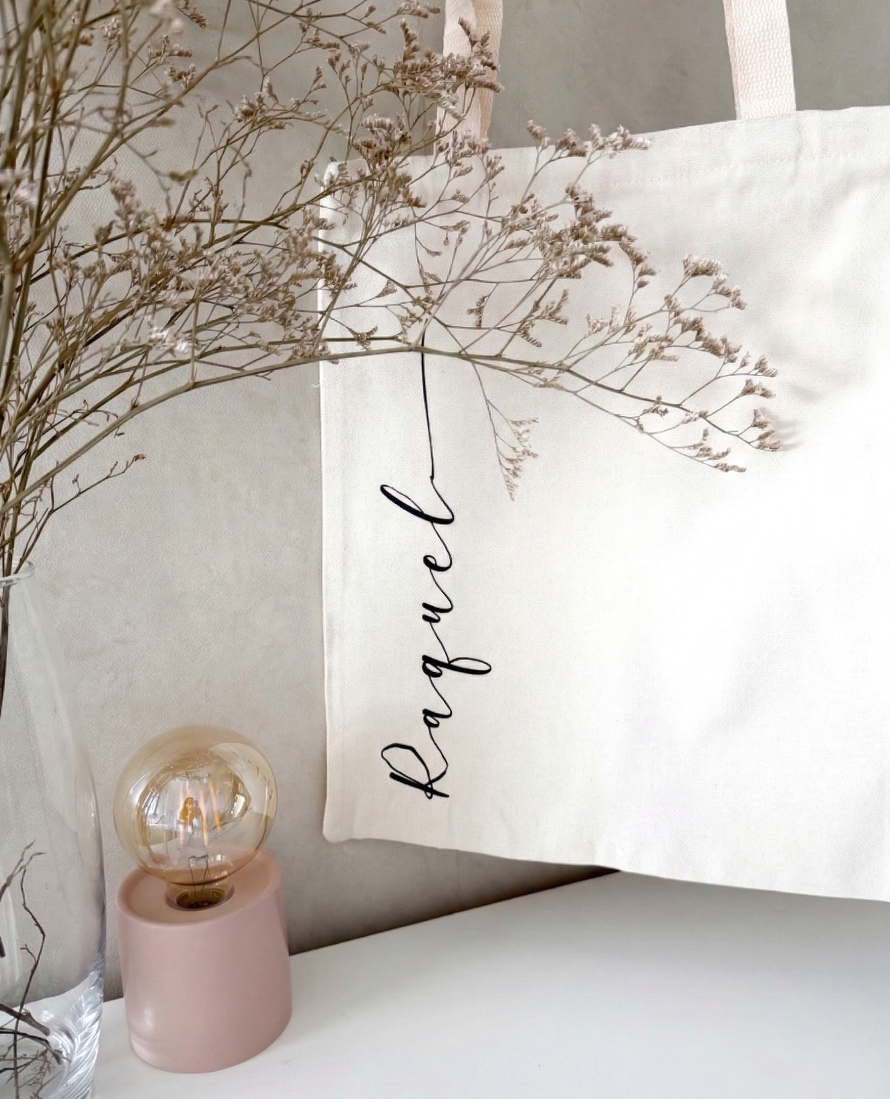 Tote personalizado de algodón con nombre para el día a día o para eventos e invitadas