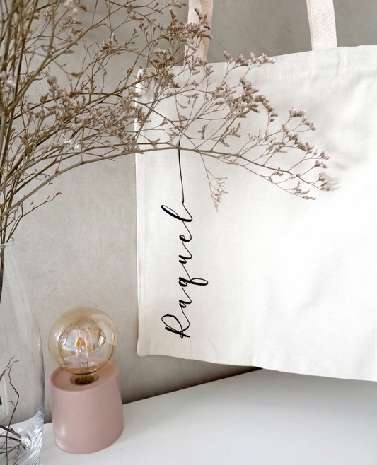 Tote personalizado de algodón con nombre para el día a día o para eventos e invitadas